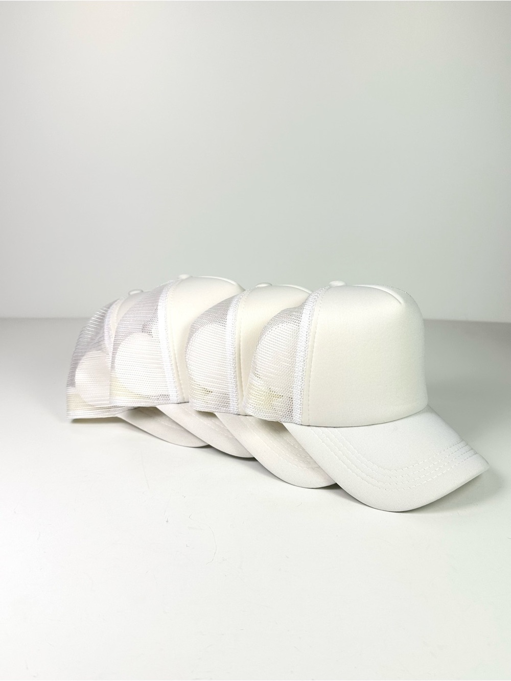 Lot Of 4 White Trucker Mesh Caps / Hats NEW